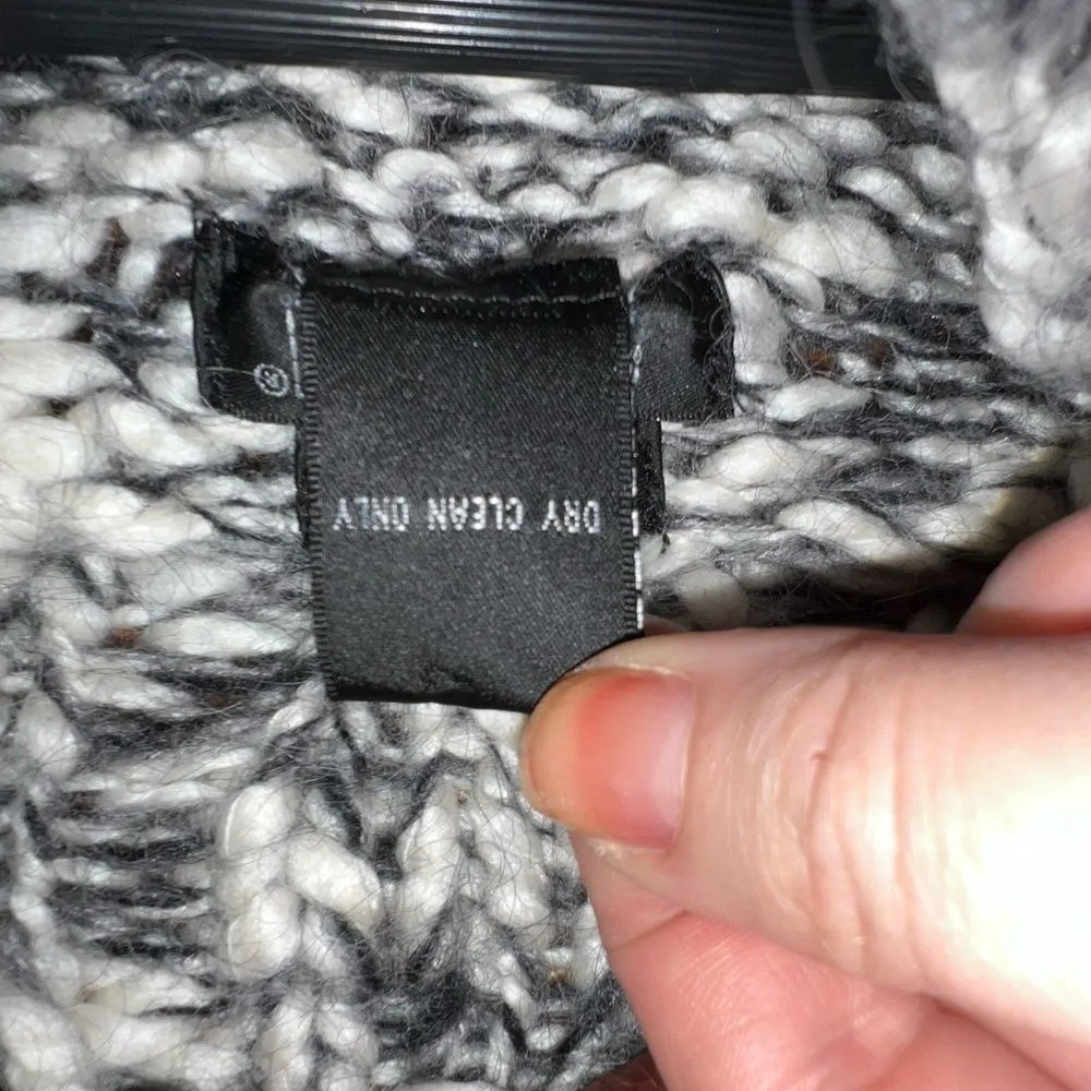 VTG 1980s Skyr Hand Knit Wool Mohair Gray White Chunky Sweater L Size L - Image 3