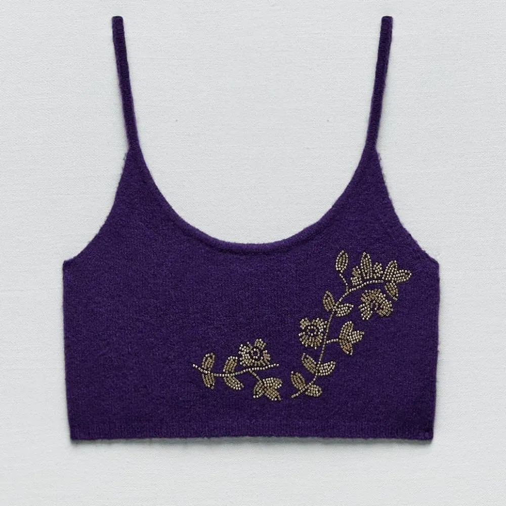 NWT ZARA BEADED KNIT TOP PURPLE WOOL BLEND BLOGGERS FAV - Image 4
