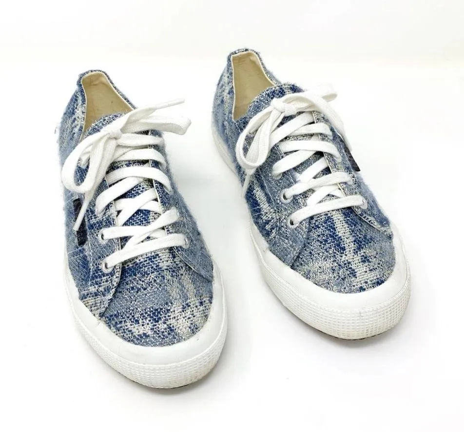 Superga The Man Repeller Tweed Sparkle Sneaker size 37 Blue White - Image 3