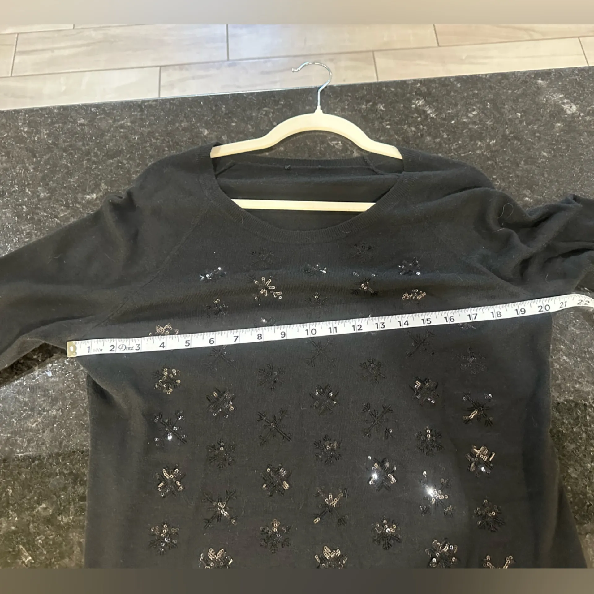 Talbots Black Lambswool Blend Holiday Snowflake Sweater no size tag see photos. - Image 5