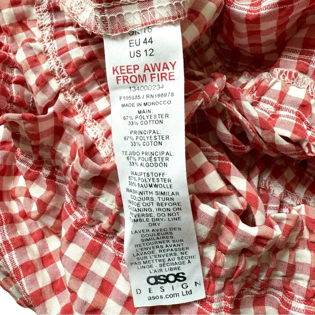 ASOS Red Gingham Tie Bandeau Crop Top Size 12 - Image 9