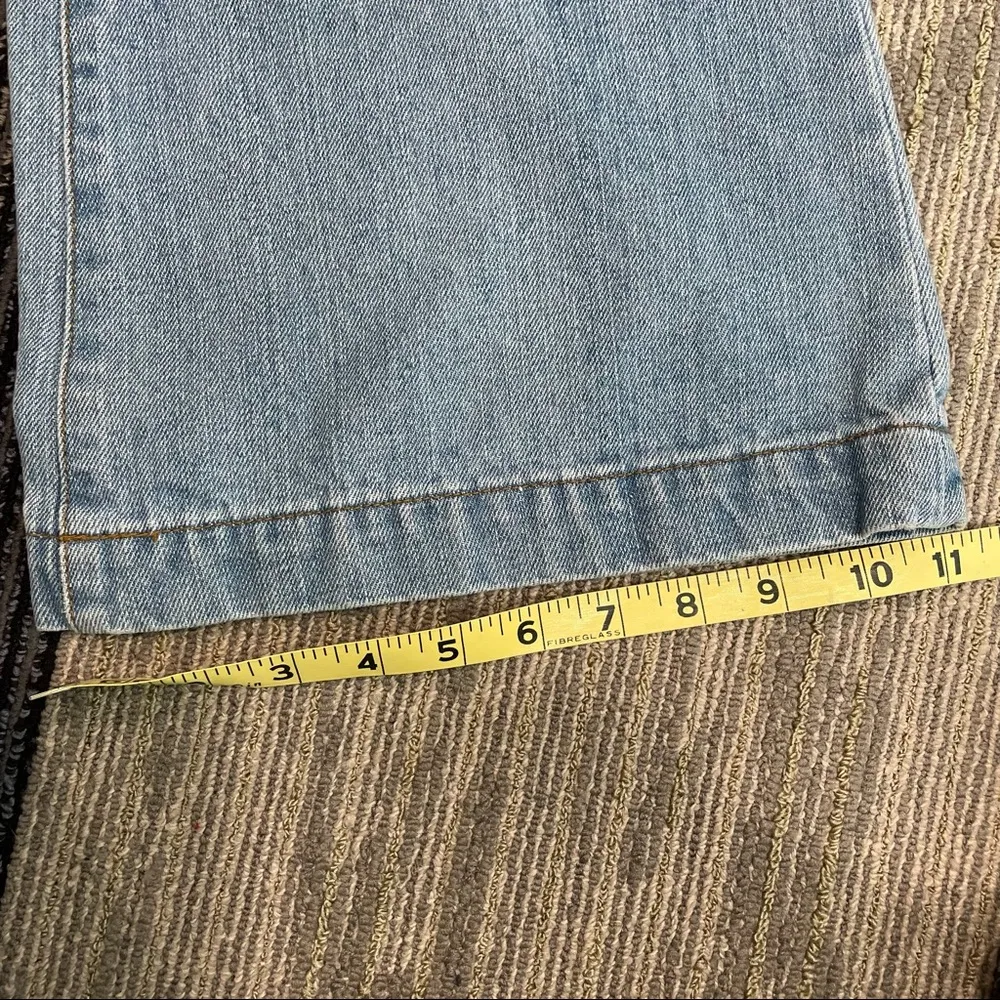 7 For All Mankind Dojo Wide Leg Flare Jeans Light Wash Denim - Image 12