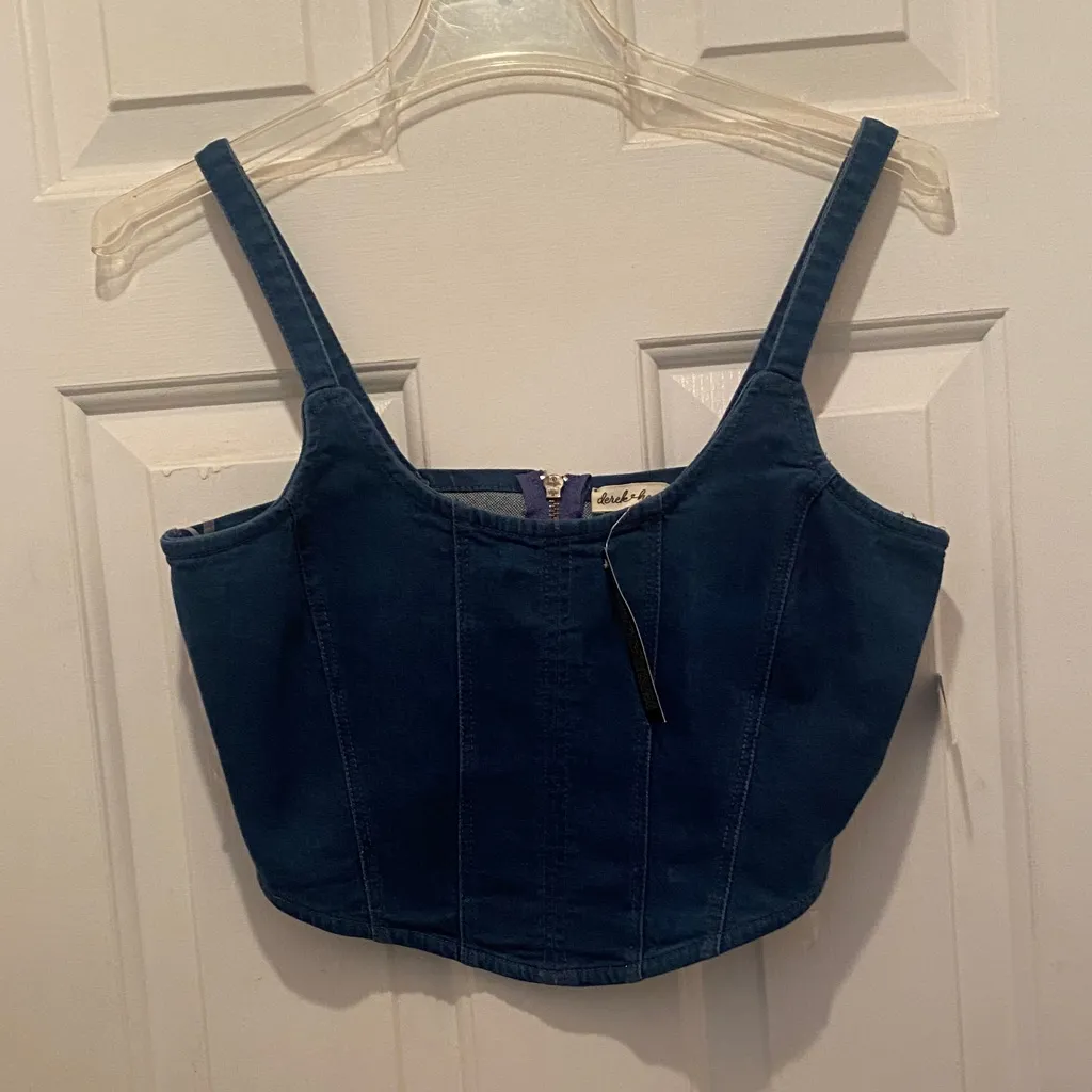 Derek Heart Navy Blue Denim Tank Top - Image 4