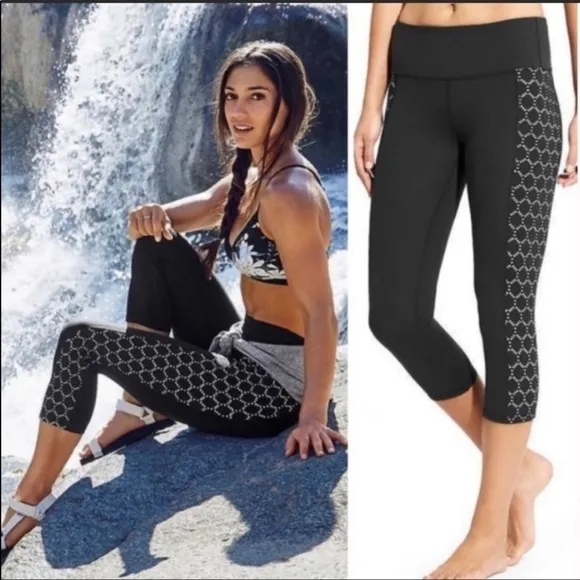 Black and White Eyelet Cropped Tights - Image 2