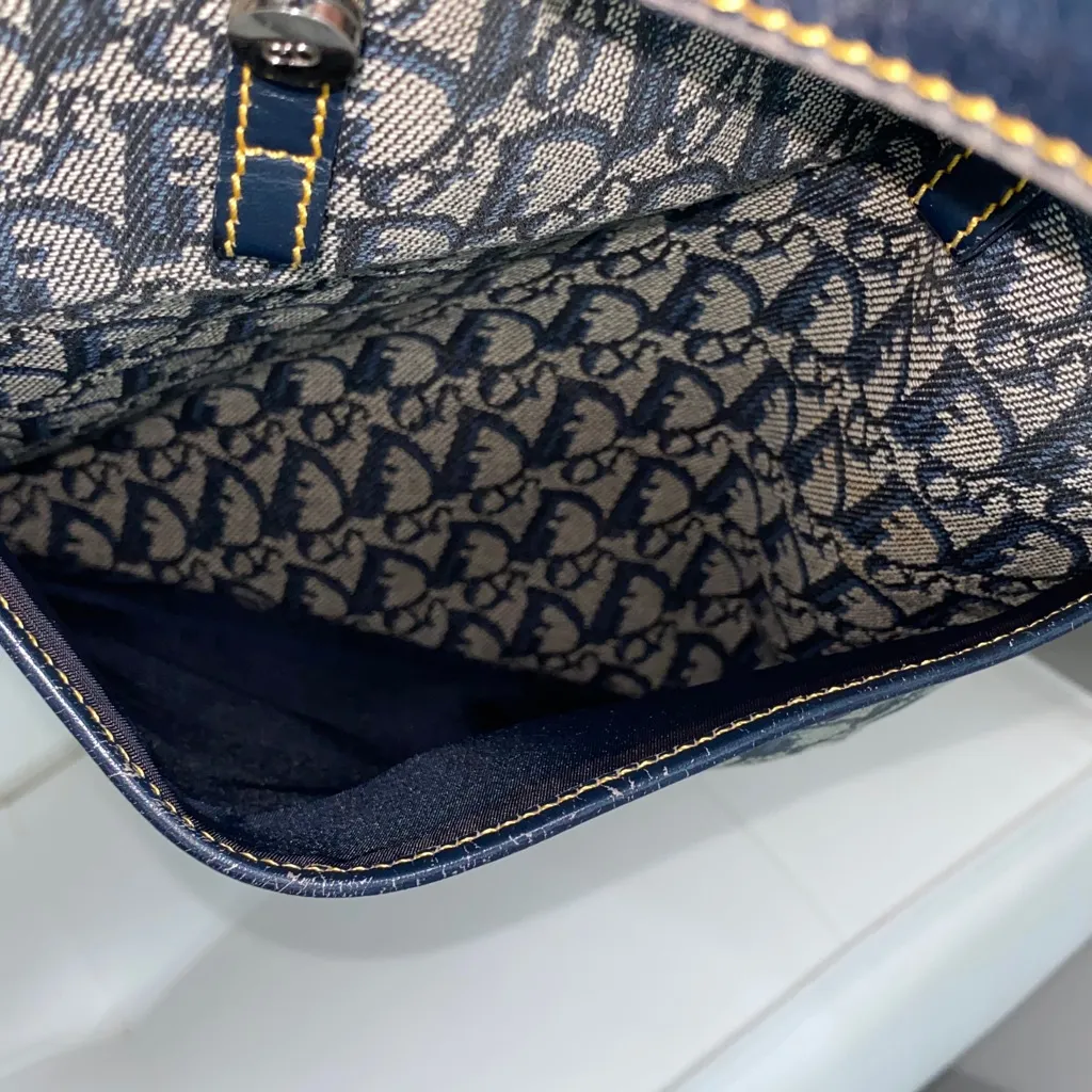 Authentic Christian Dior Oblique Denim Shoulder  Bag - Image 11