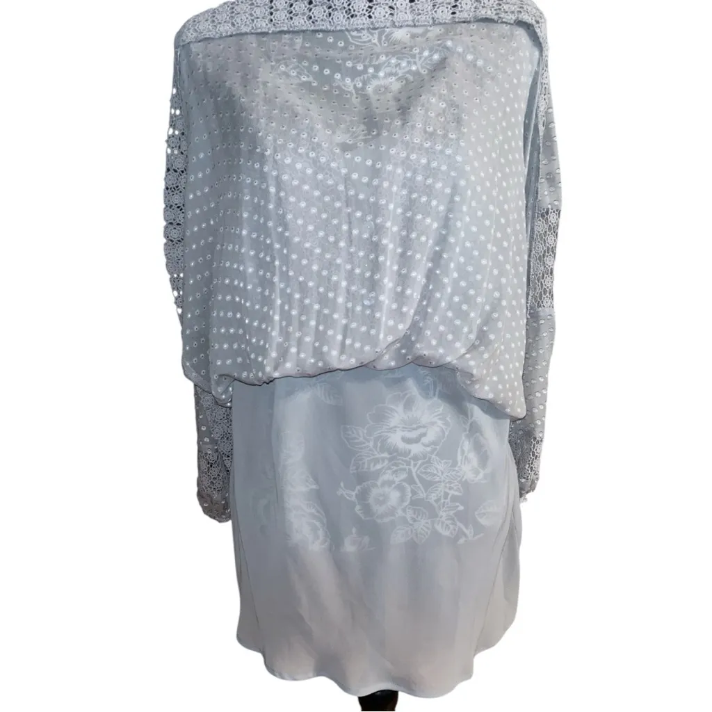 🎄Daniel Rainn Silk Swiss Dot Crochet Bohemian Tunic Blouse - Image 4