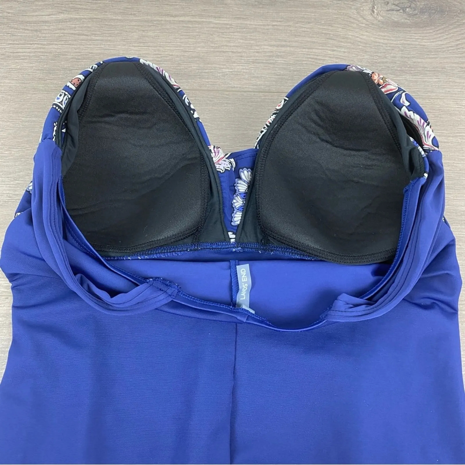 Lands End Blue Floral Slendersuit Grecian Tummy Control One Piece Swimsuit Sz.10 - Image 14