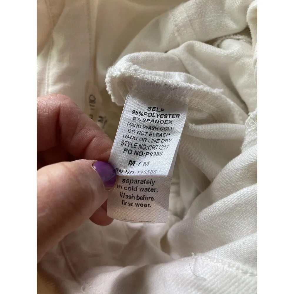 Main Strip Gold Studded Fringe Cowgirl Denim Short Romper Size M Off White Boho - Image 9