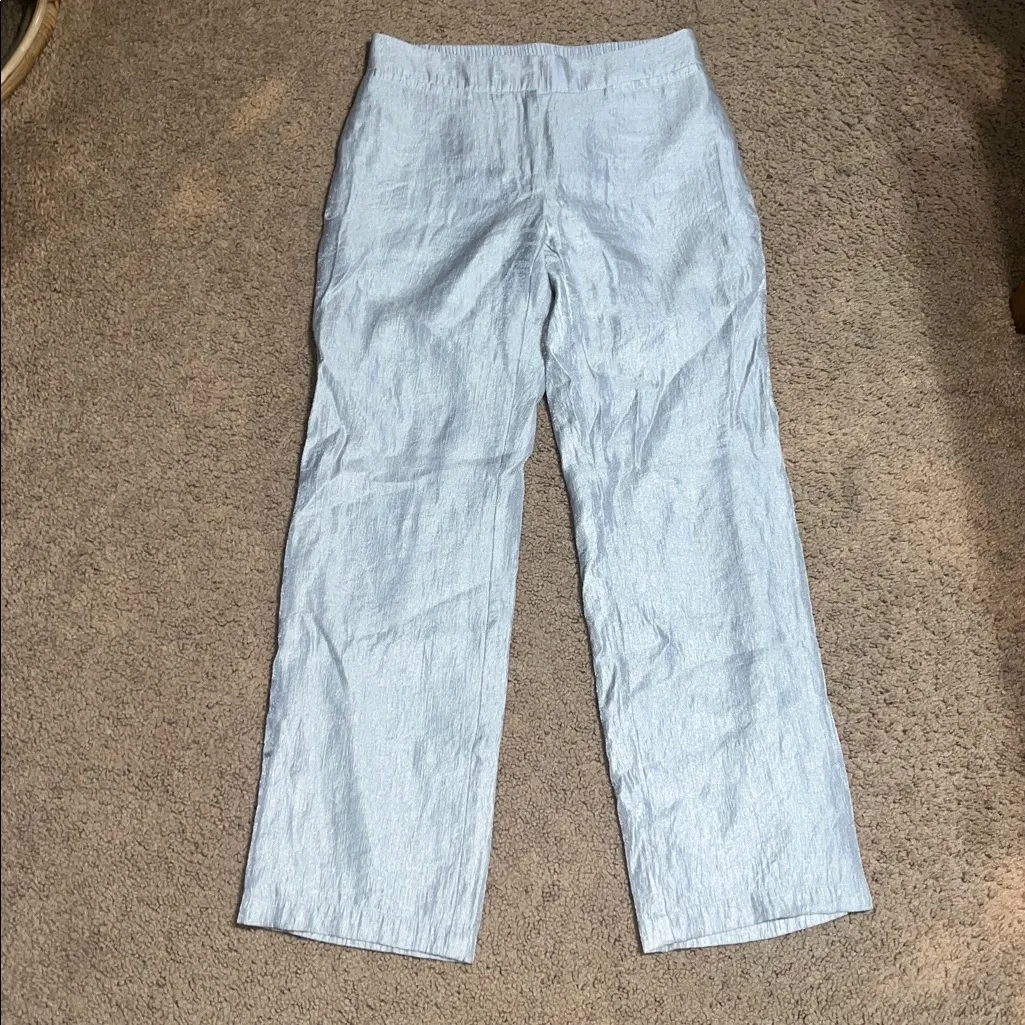 Chico’s Travelers Collection Metallic Sheen Welt-Pocket Pants Silver 0 / 4R - Image 3