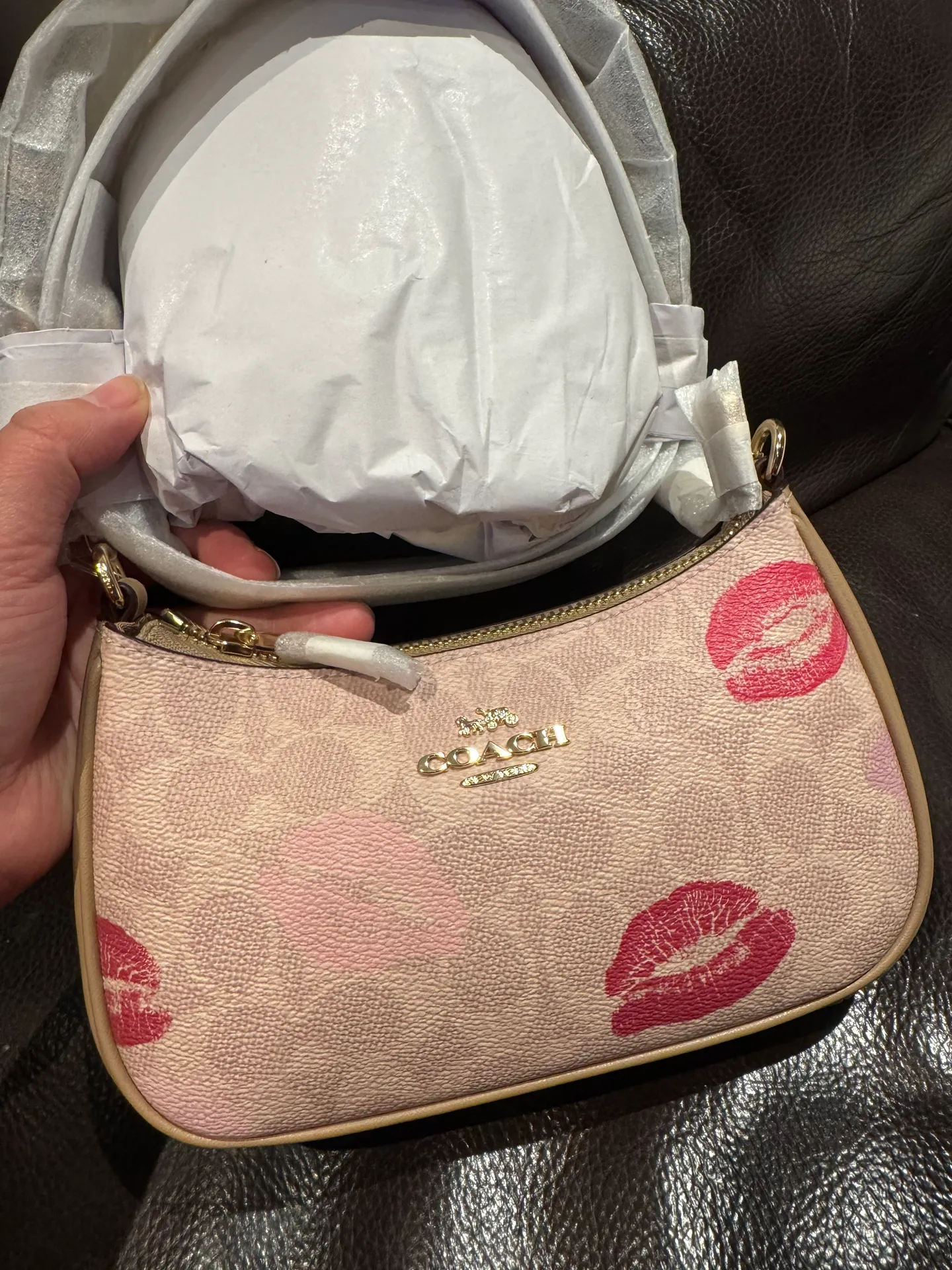 NWT  Teri Mini Crossbody Bag In Signature Canvas With Lips Print CZ943 - Image 7