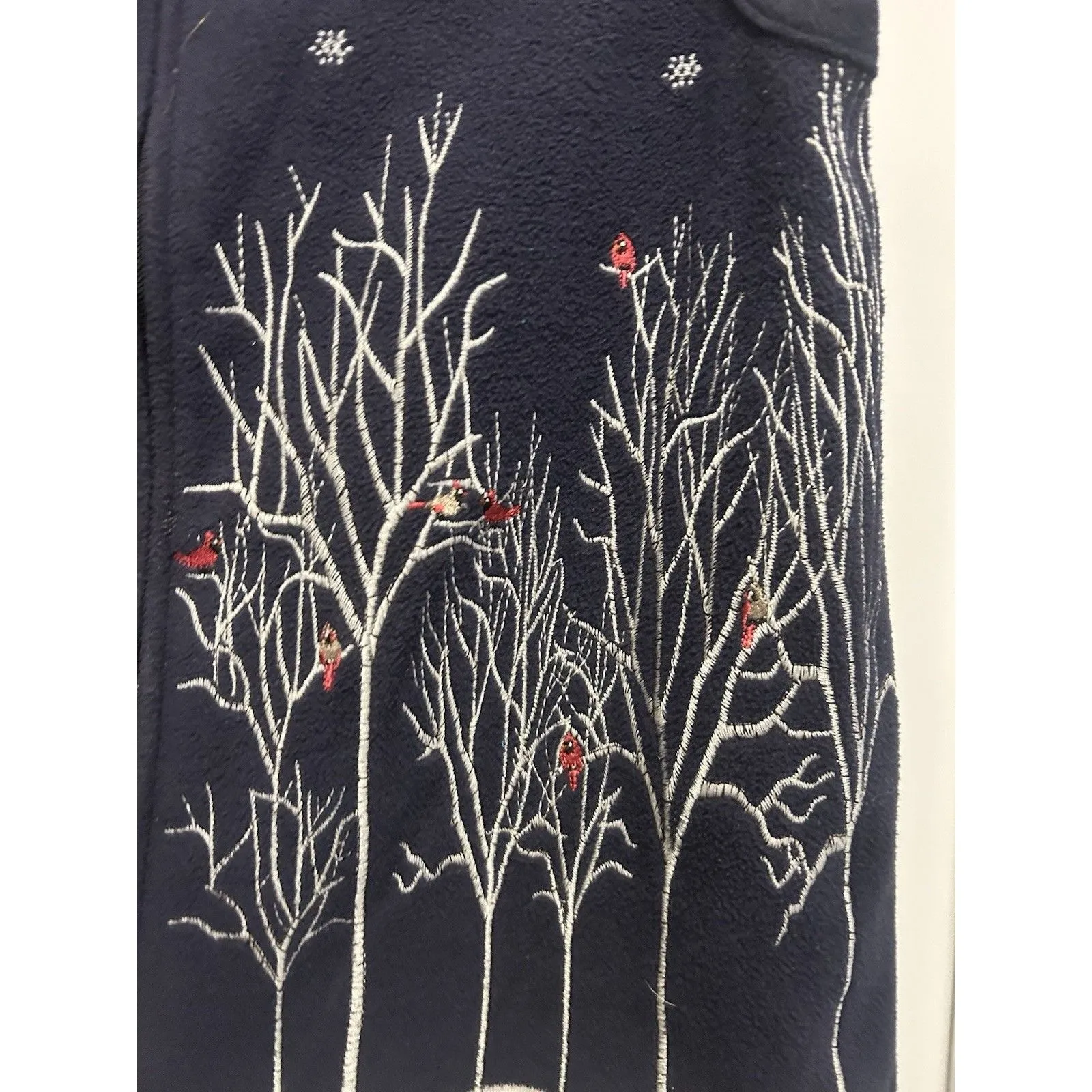 Rebecca Malone Women’s Size Small Blue Embroidered Cardinal Zip Up Fleece Vest - Image 3