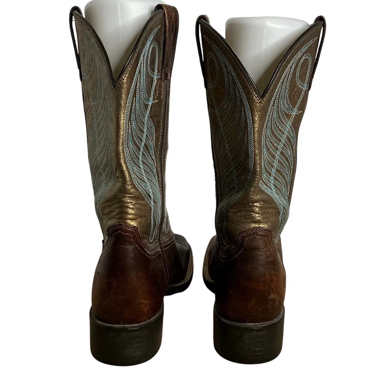 Ariat Legend Western Boots Women's 10B Brown Gold Leather‎ Turquoise Stitch - Image 7