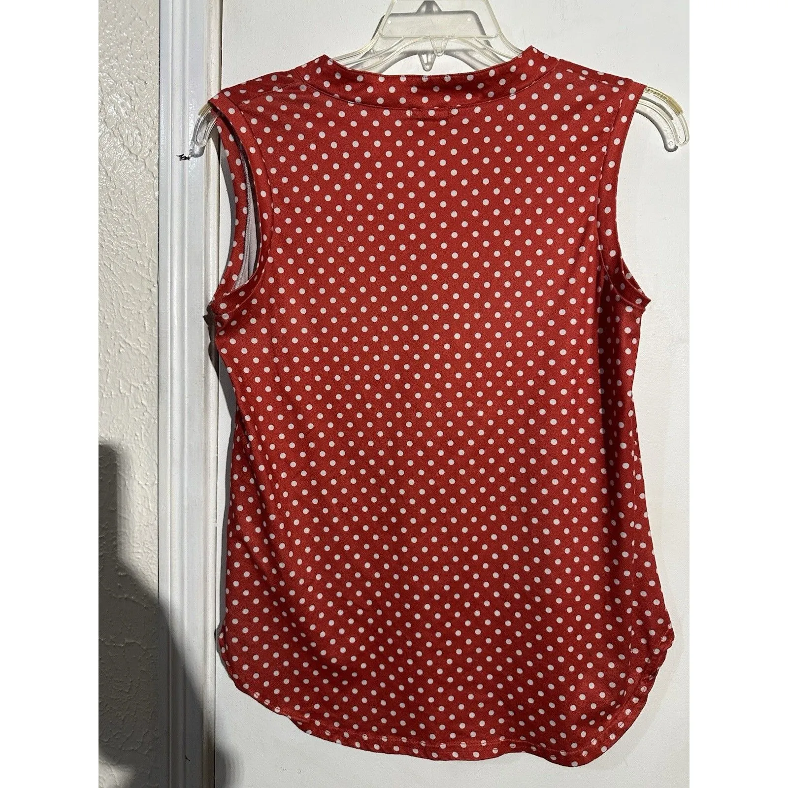 Halife Red with White Polka Dot Sleeveless V - Image 2
