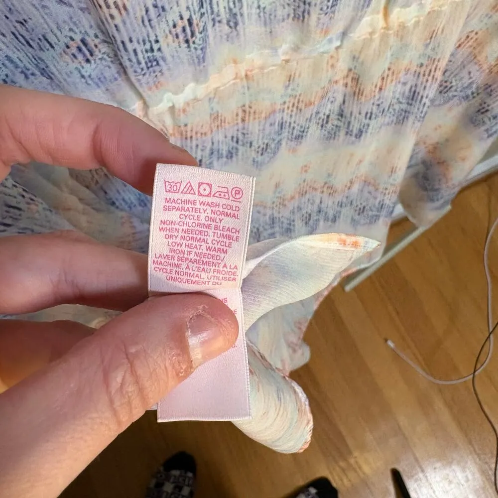 Victoria's Secret Pink White & Blue Sheer Short Robe Batwing XS Flowy Lingerie - Image 9