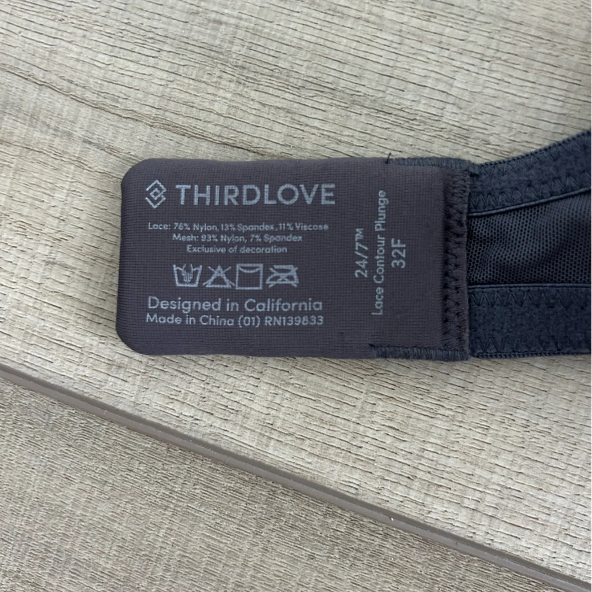 Thirdlove All Day Lace 24/7 Contour Plunge Bra Dark Grey 32D NWT - Image 5