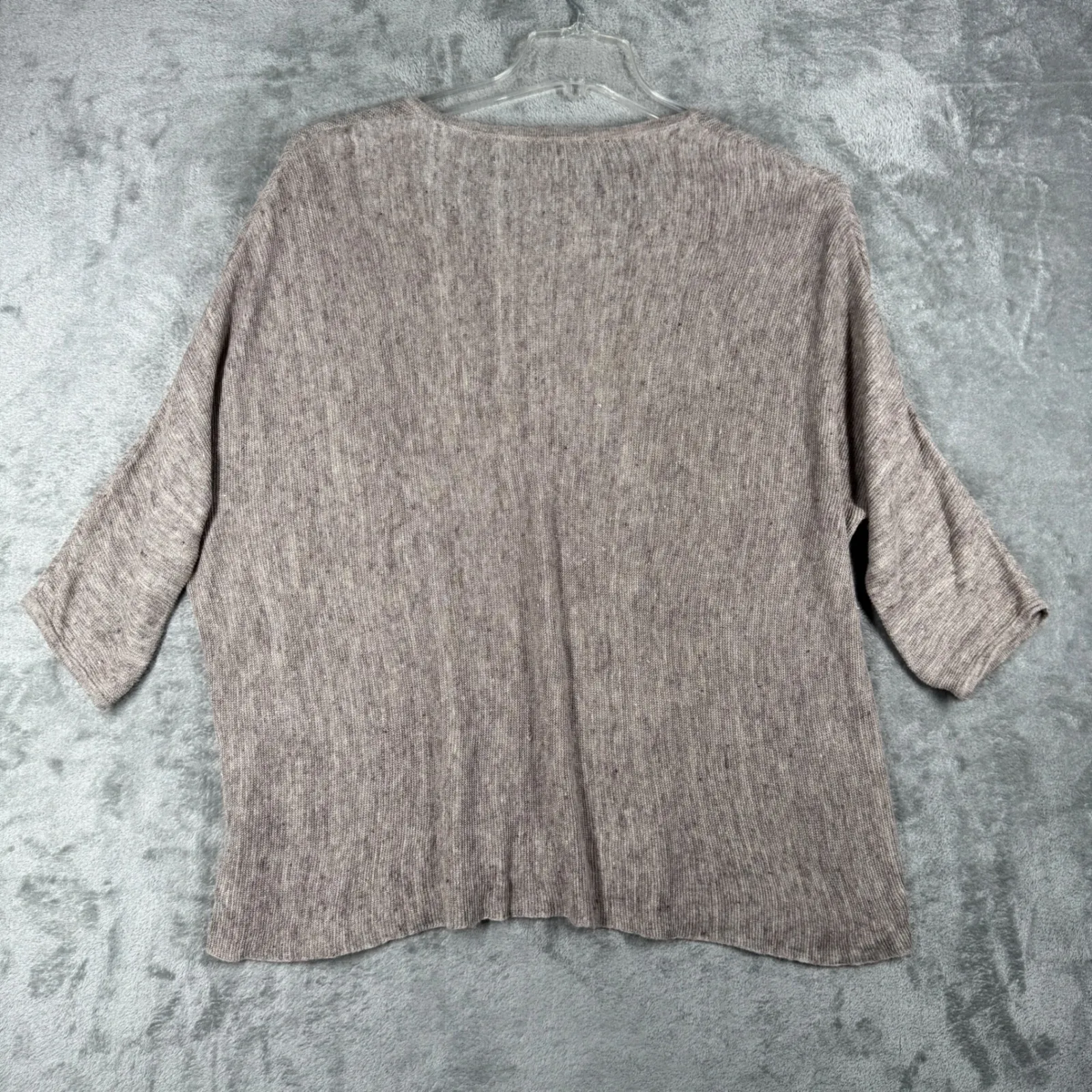 Eileen Fisher Sweater V-Neck Top Linen Boxy Knit Relaxed Fit Casual Brown Size M - Image 3