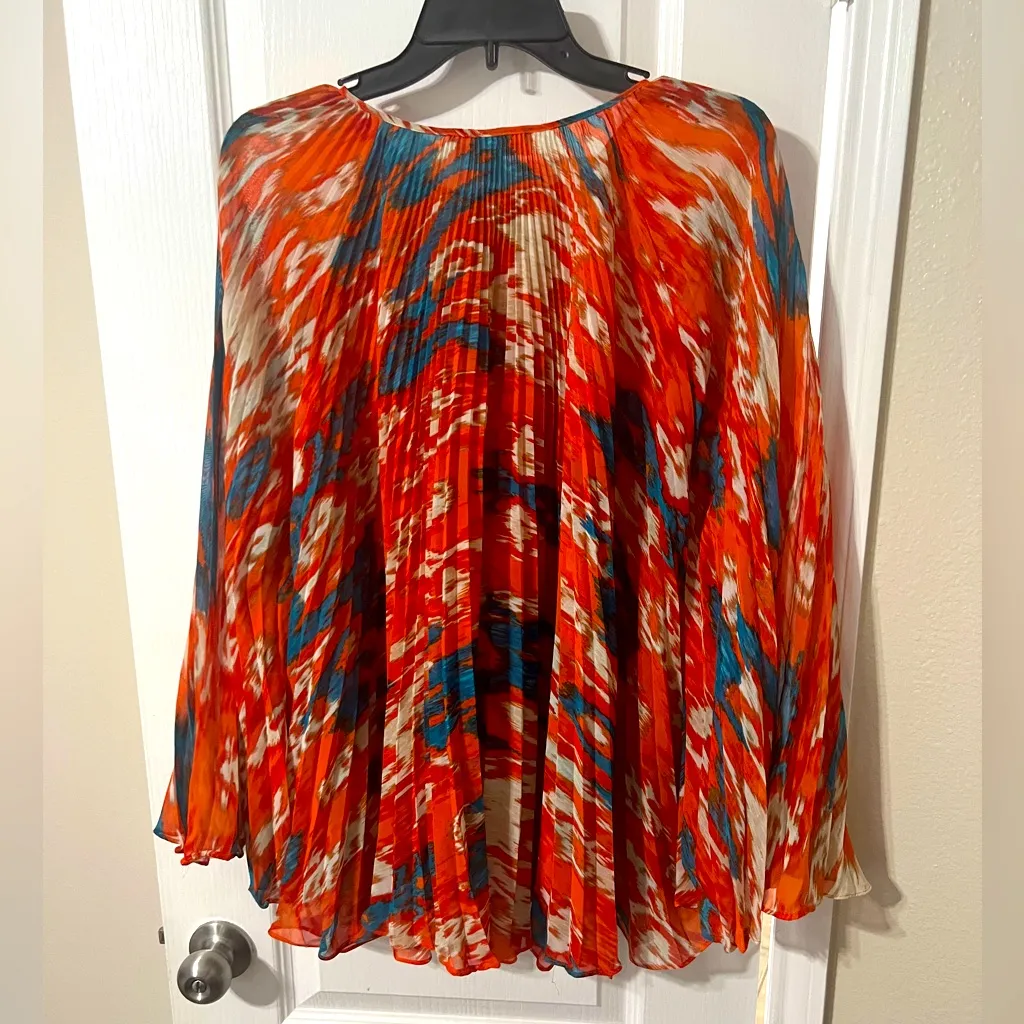 Michael Kors Vibrant Orange and Blue Blouse - Image 4
