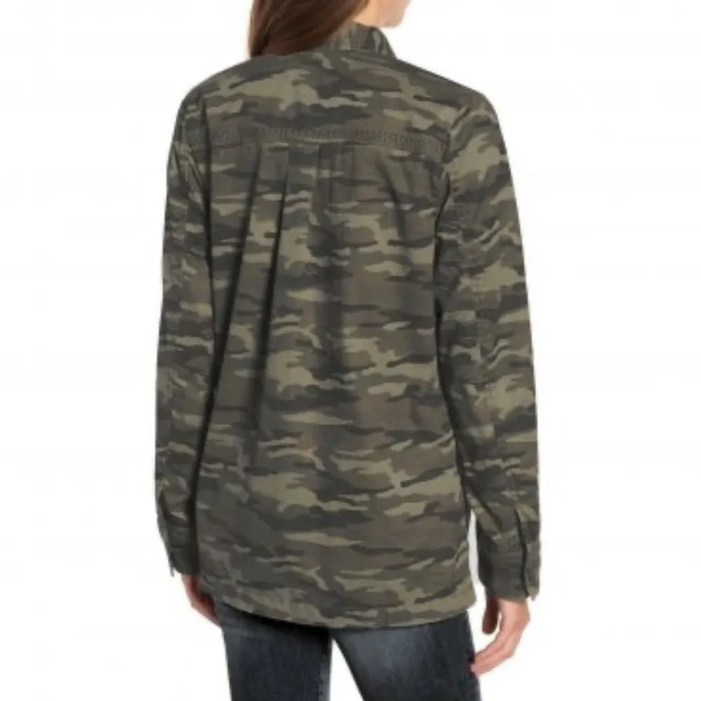 Caslon Shacket Camouflage Button Front Shirt-Jacket Camo Sz MP EUC Army Green - Image 4