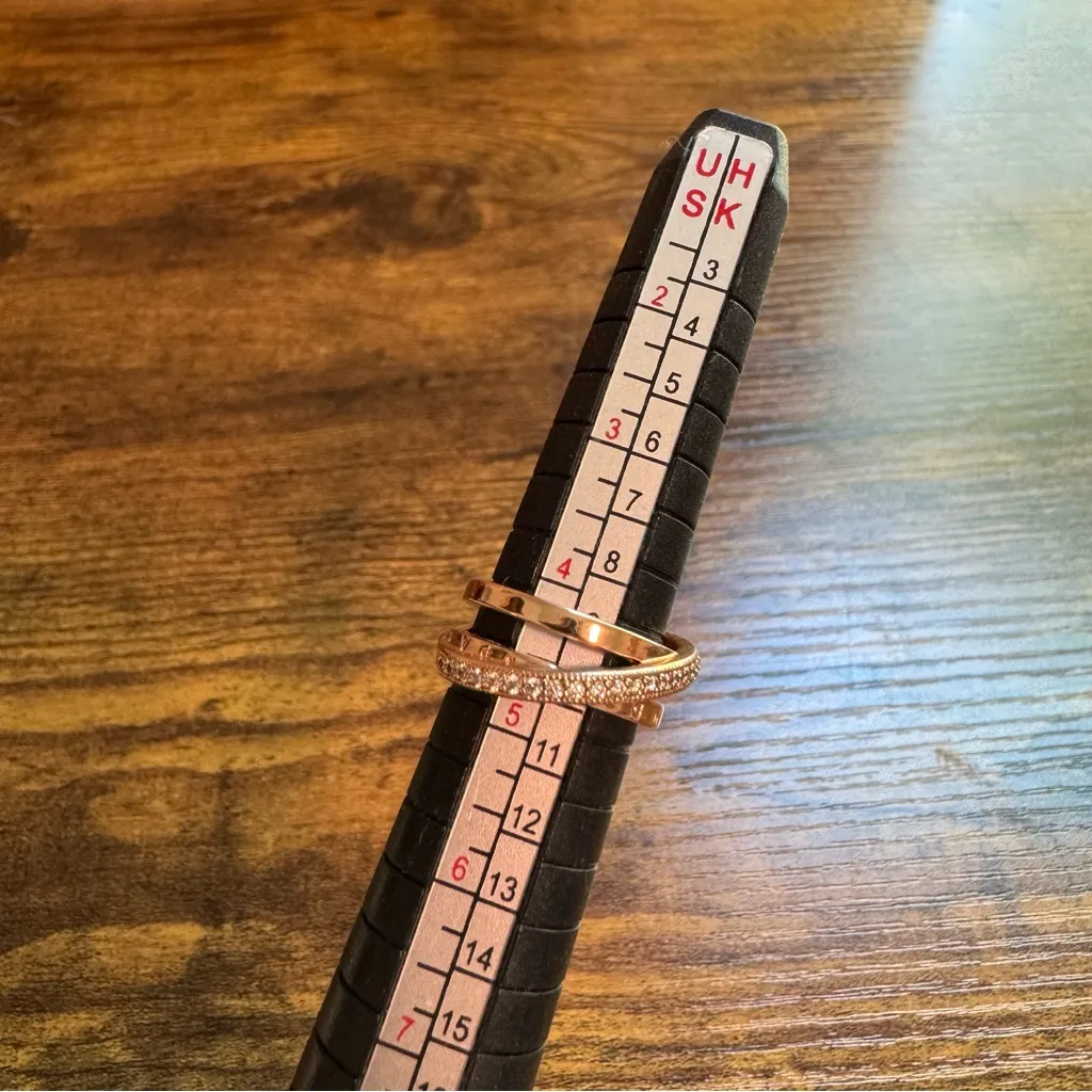 Pandora Crossover Pavé Triple Band Ring 14k Rose Gold Plating Size 4.5 - Image 10