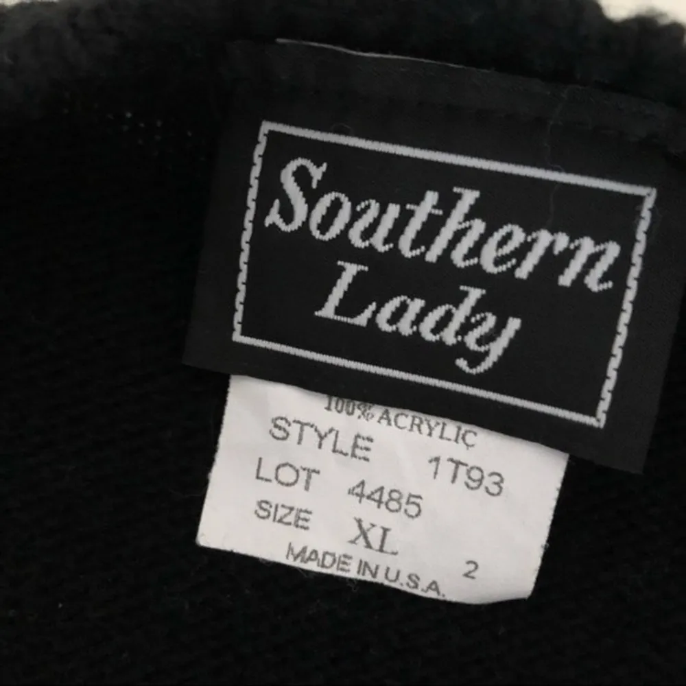 SOUTHERN LADY Black Winter Theme Button Up Sweater Vest Snowflakes XL Vintage - Image 4