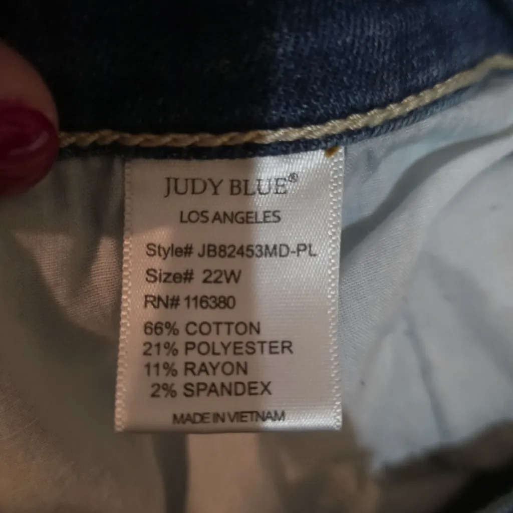 Judy Blue Womens Plus Jeans Size 22W Straight Fit High Rise Raw Hem Side Split - Image 7