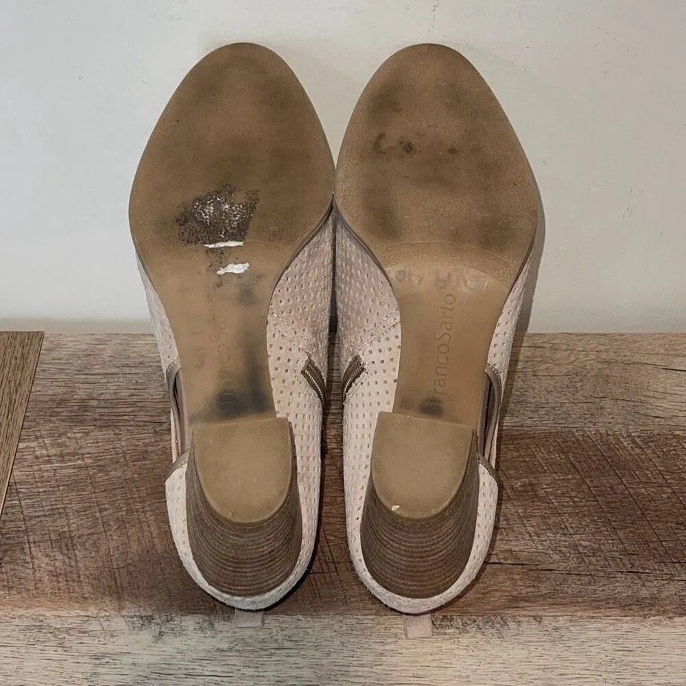 Franco Sarto Womens Dale2 Perforated Cutout Block Heel Ankle Boot Taupe Size 10M - Image 8