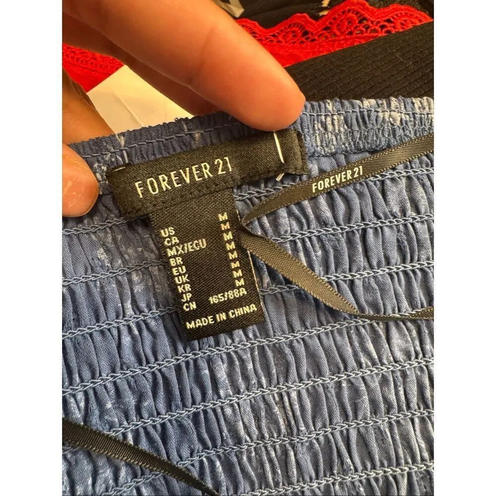 Forever 21 Blue Floral Strapless Smocked Tube Top – Size M - Image 6