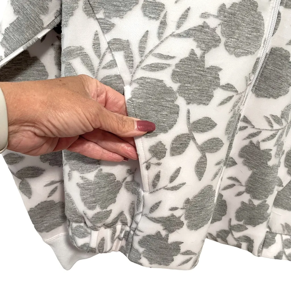 CALIA Burnout Spacer Floral Bomber Jacket S White - Image 7