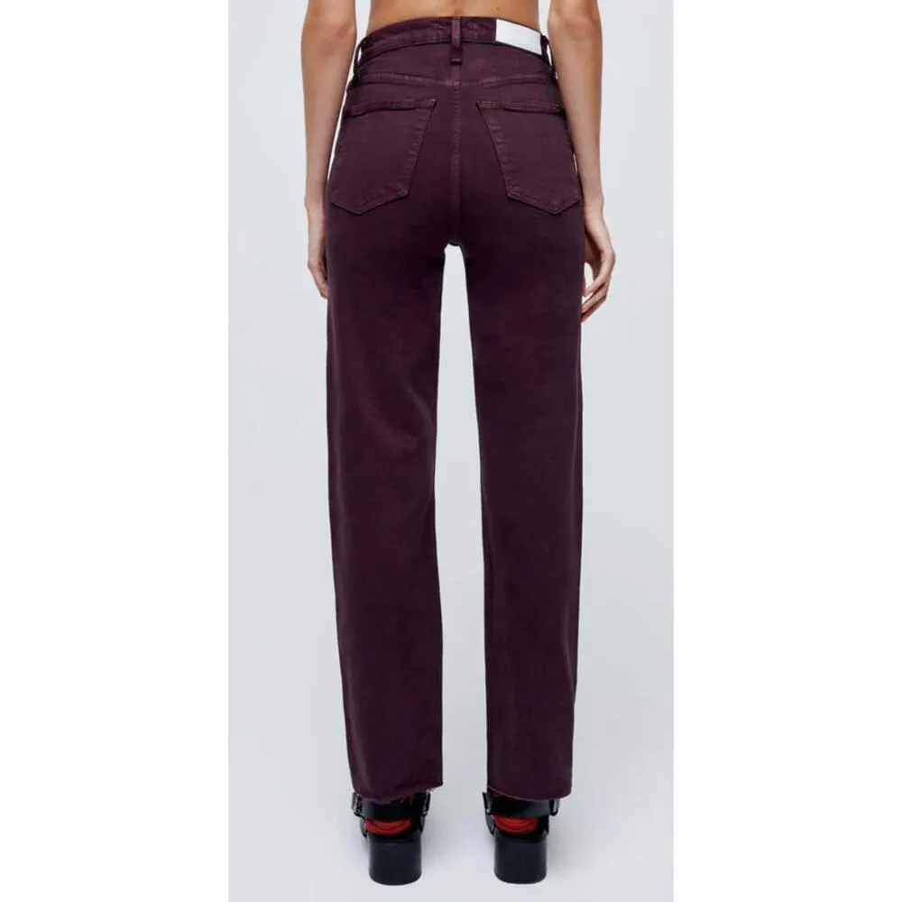 Re/Done Stove Pipe Button Fly Washed Plum Jeans 29 - Image 8