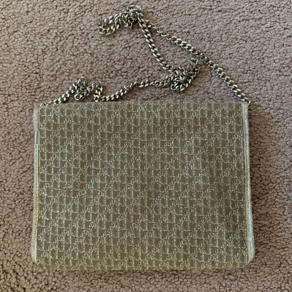 D1006 Christian Dior trotter oblique light gold and champagne color evening bag - Image 2