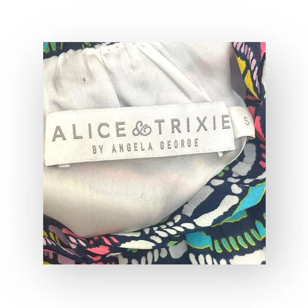 new Alice & Trixie ᪣ Kyra Print Silk Cold Shoulder Dress ᪣ Vibrant Gem Print ᪣ S - Image 10