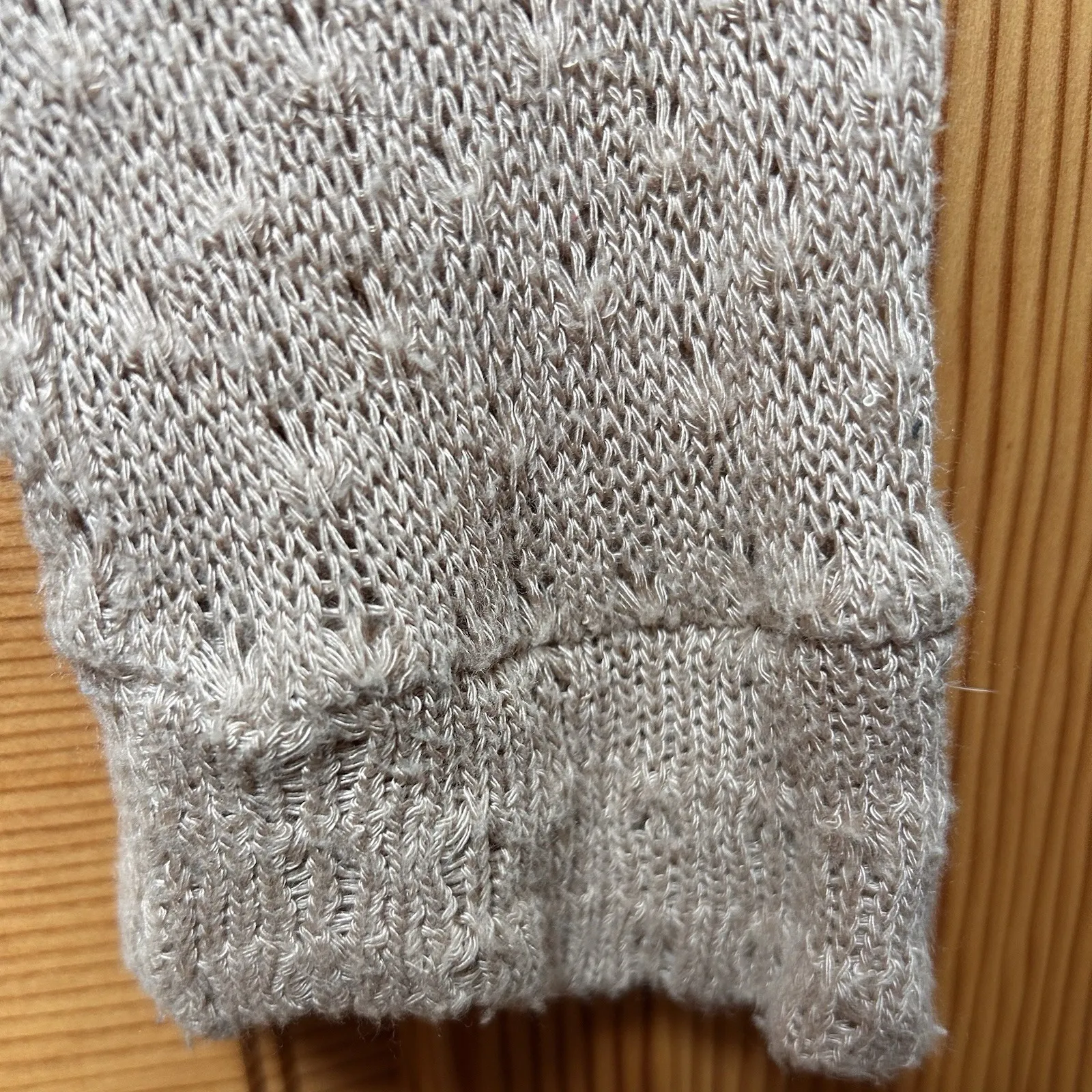 Womens Oatmeal Crochet Lace Open Cardigan Sweater Size Small Boho Hippie Cottage - Image 4