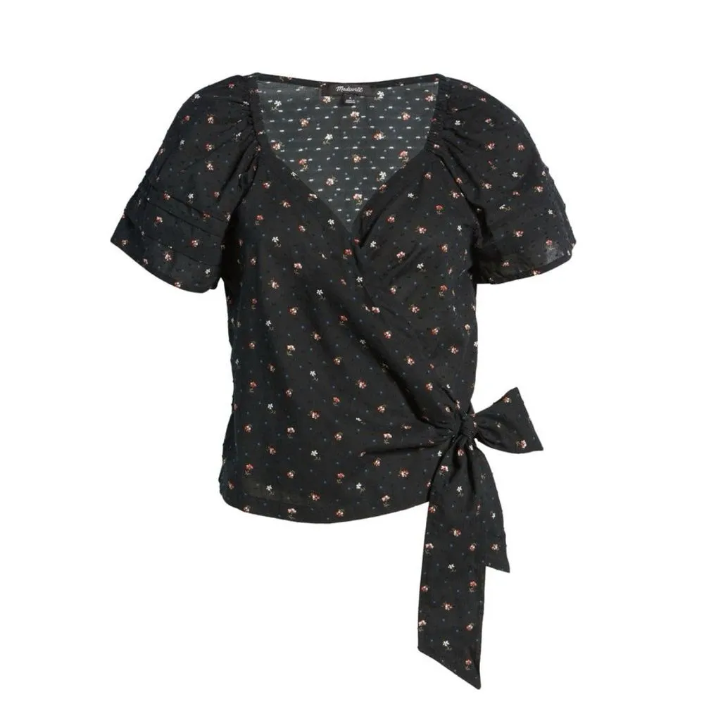 Madewell Pintuck Ruffle-Sleeve Wrap Top in Spring Floral - Image 3