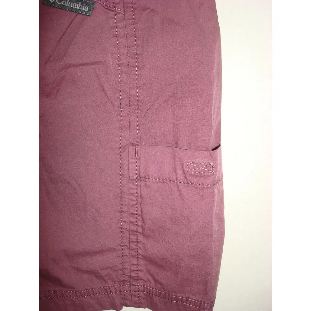 Womens New NWT Columbia M Hike Shorts Red Burgundy Cargo Snap Drawstring Pockets - Image 6