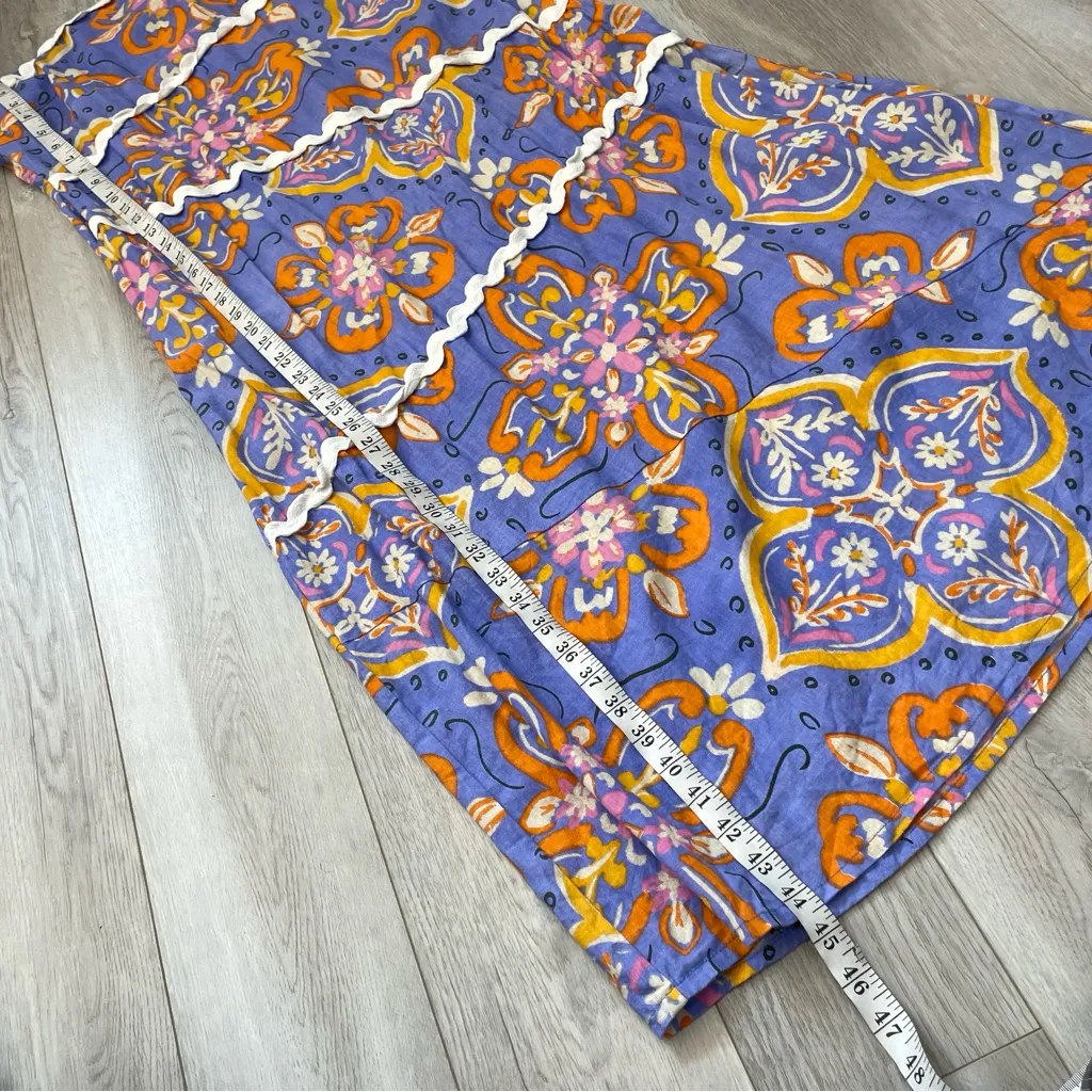 Asos Strapless Dress tile printed rikrak womens Purple size 14 party resortwear - Image 7