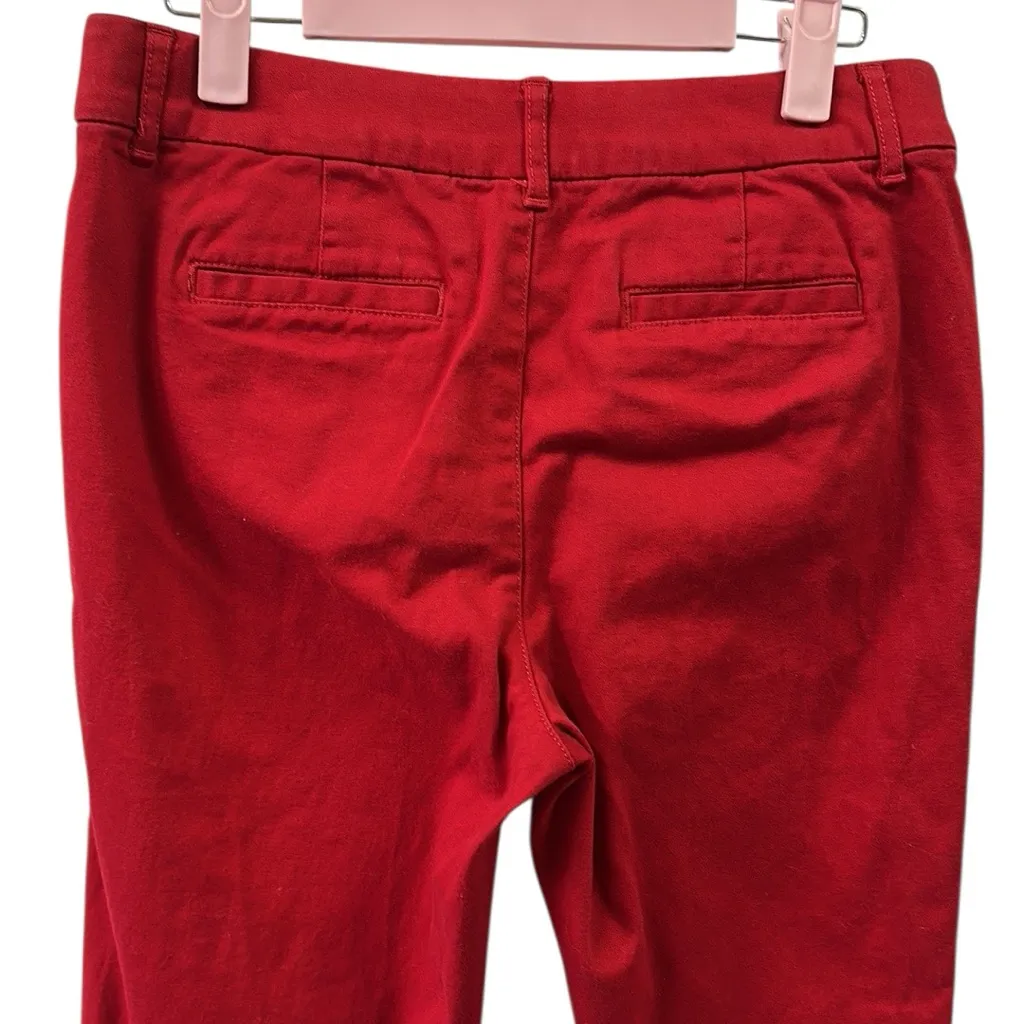 St Johns Bay Red Cotton Spandex Blend 4 Pocket Cropped Pants Womens 6 - Image 5