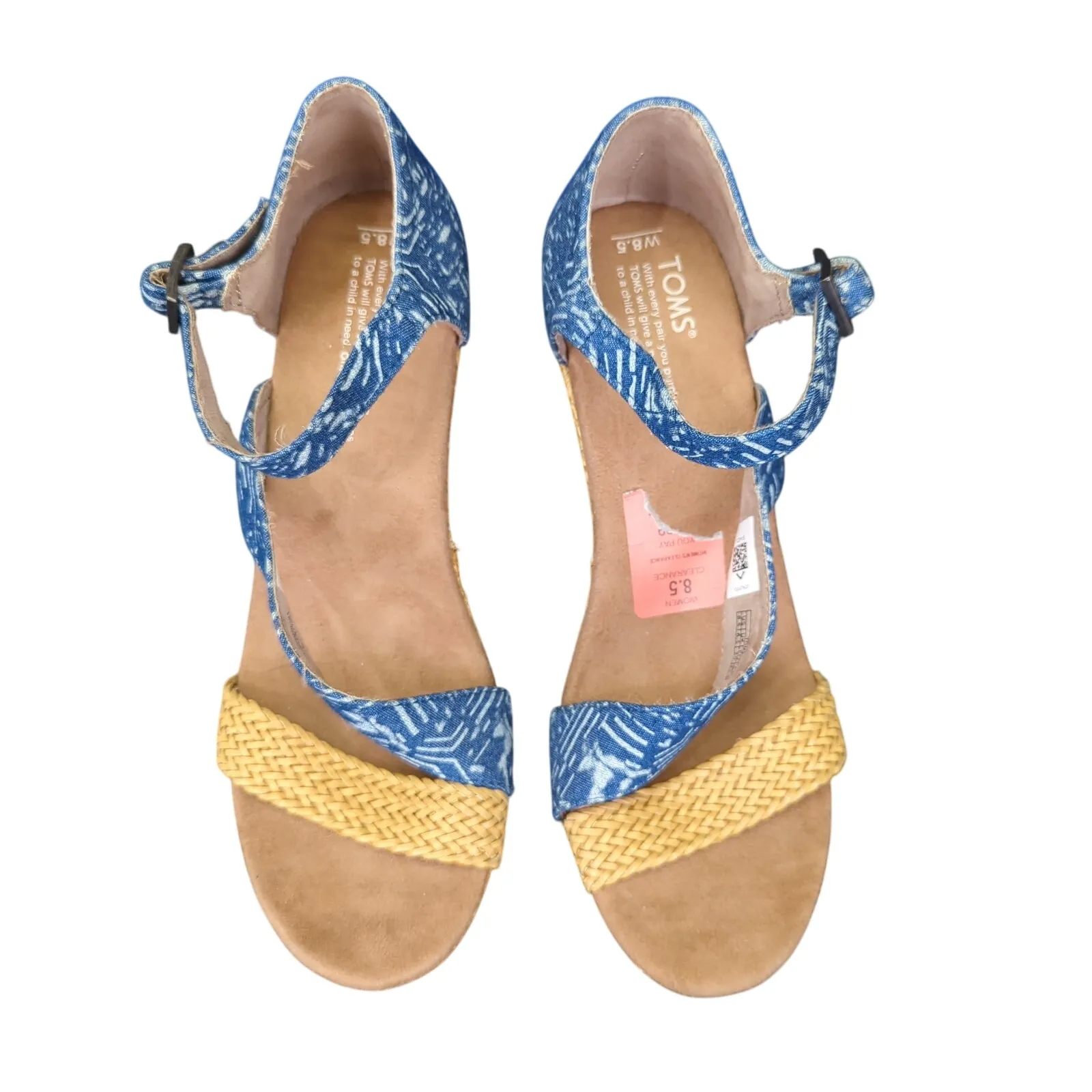 Toms Clarissa Wrapped Wedge‎ Sandals 10007823 Espadrille Heel Strap Women's 8.5 - Image 4