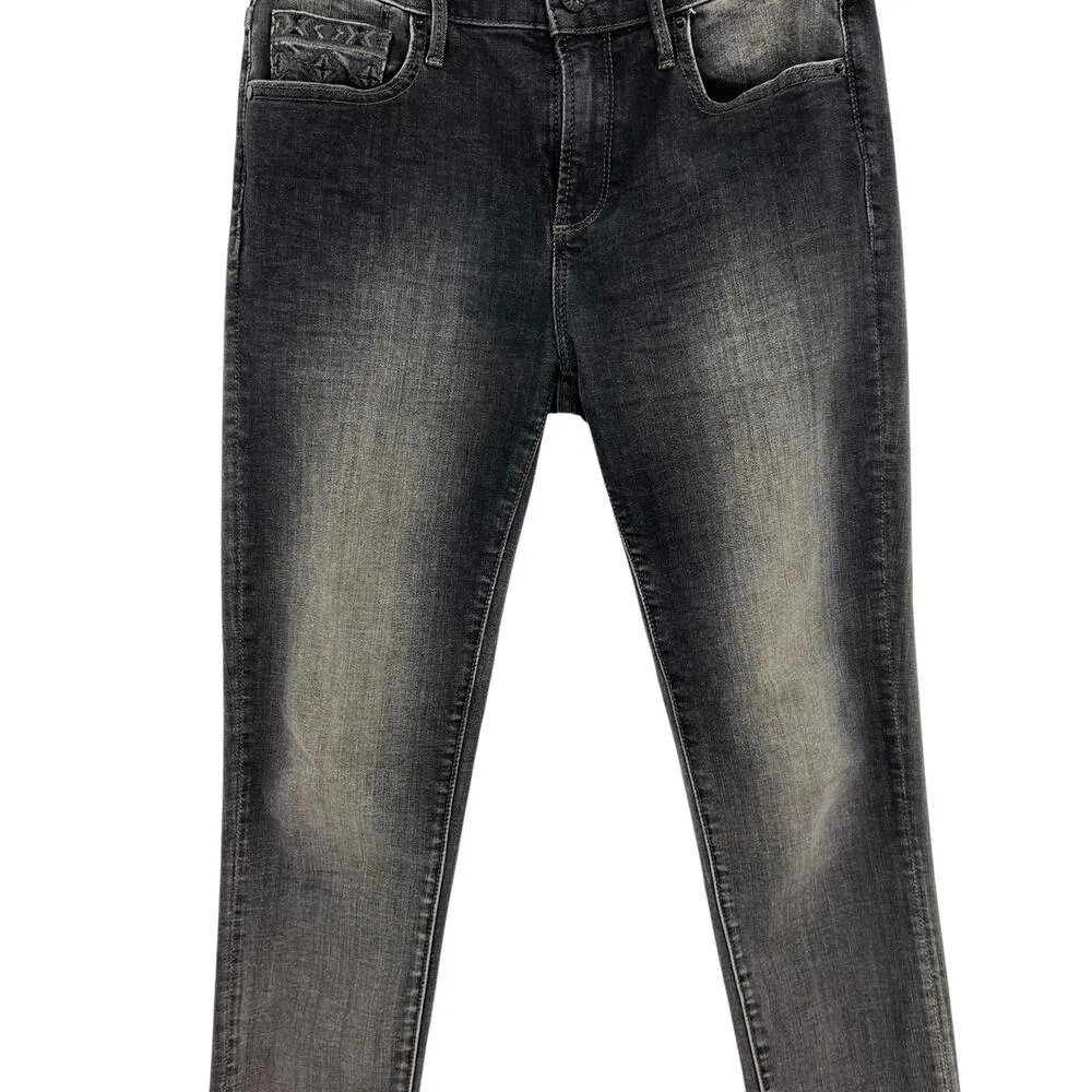 Driftwood Jackie Embroidered Skinny Jeans in Dark Grey Washed Black Size 26 - Image 6