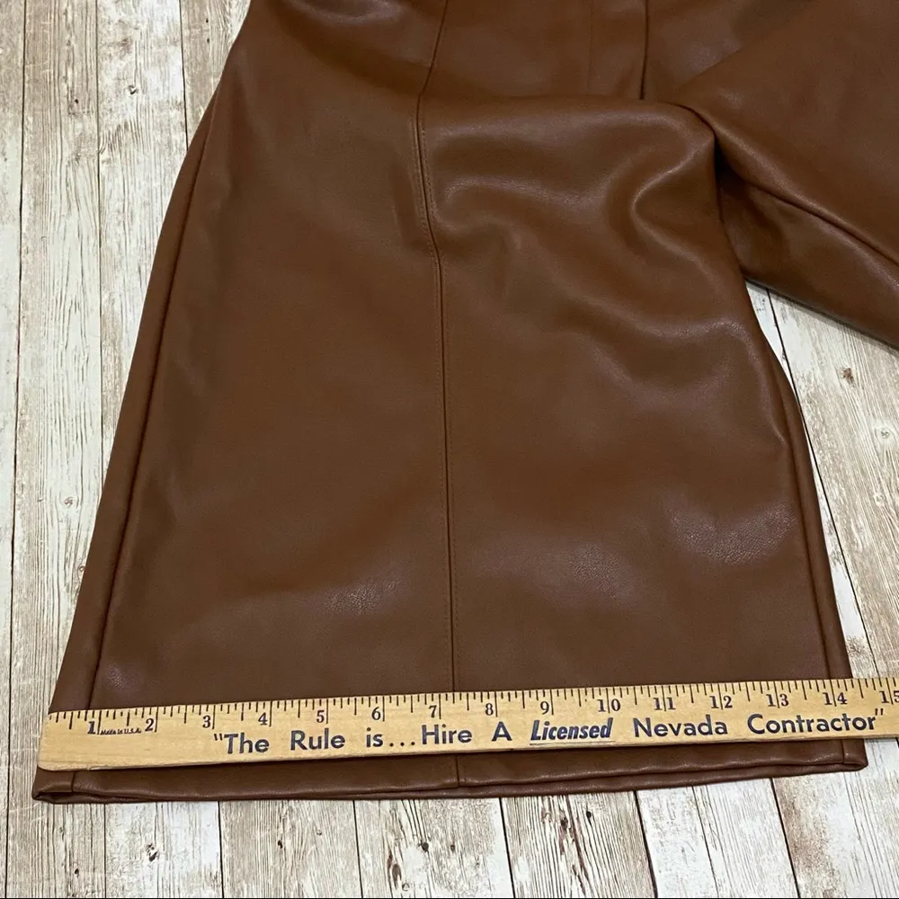 ANTHROPOLOGIE Avec Les Filles Davina Brown Faux Leather Culottes Size S - Image 8