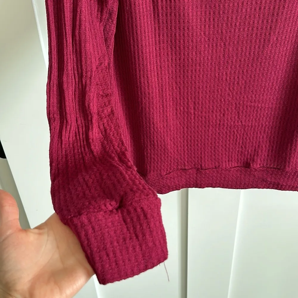 Heimish USA Women's M Crossover Waffle Knit Henley Burgundy Red Soft Lightweigt Size M - Image 4