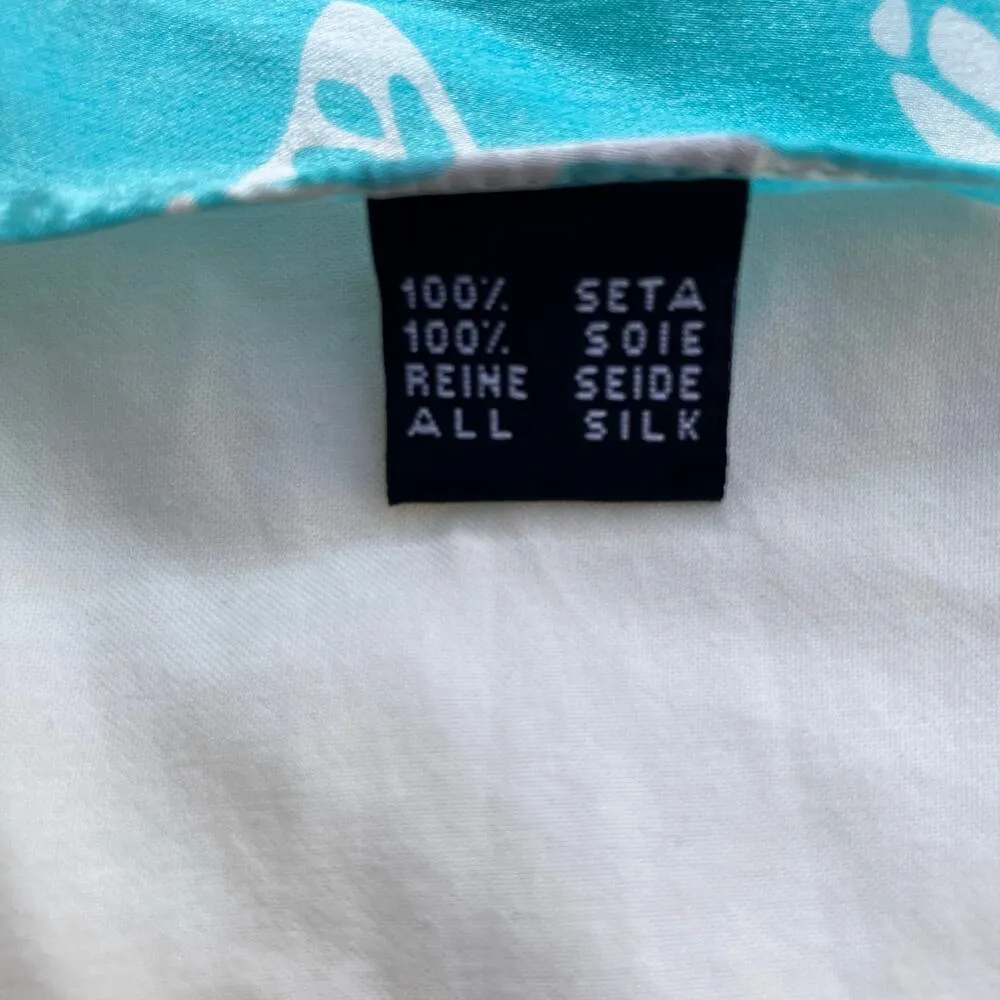 Llardo 100% Silk Scarf Blue Teal Butterflies 33” x 32.5” Classy Old Money Preppy - Image 5