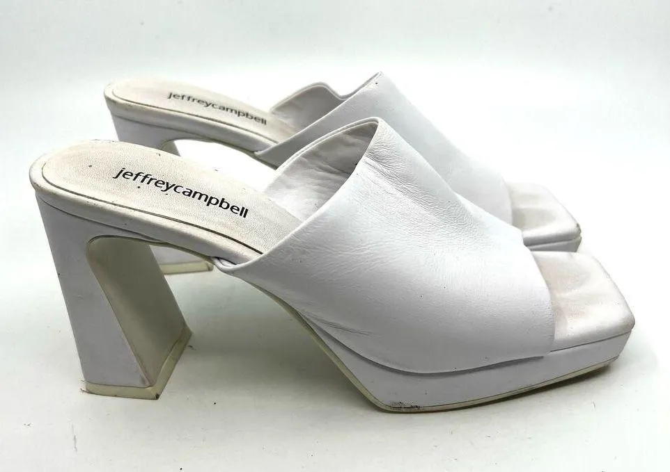 JEFFREY CAMPBELL Caviar White Leather Platform Sandal Women's 7 US - Image 3