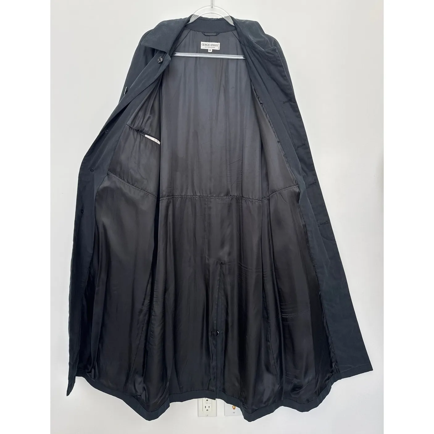 1990s Giorgio Armani black Italian trench coat XL-XXL - Image 10