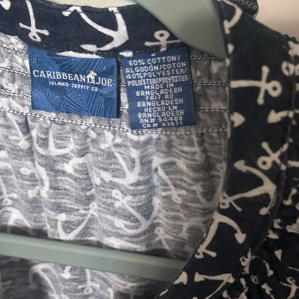 Caribbean Joe Navy Anchor Print Top - Image 5
