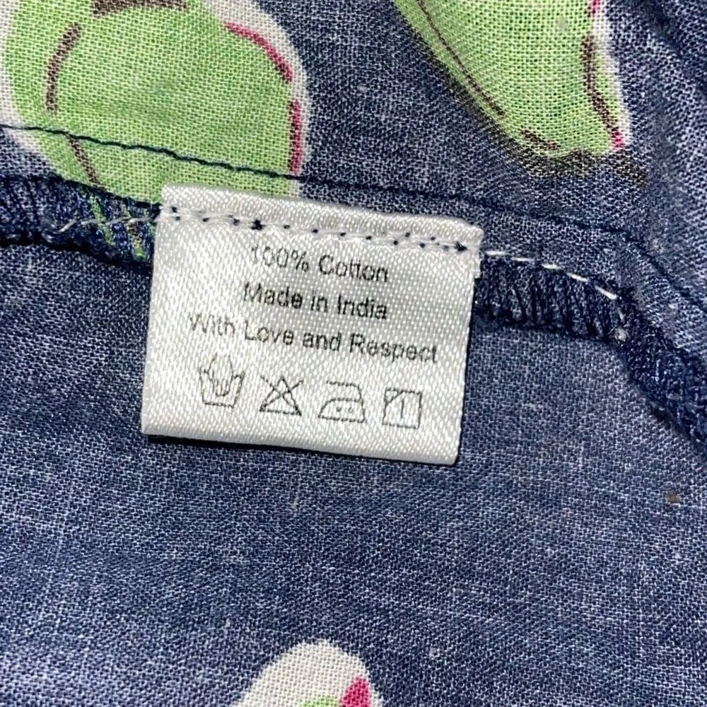 La Plage Floral Short Sleeve Tiered Cotton Short Dress Mughal Carnation Navy Mul Blue Size L - Image 7