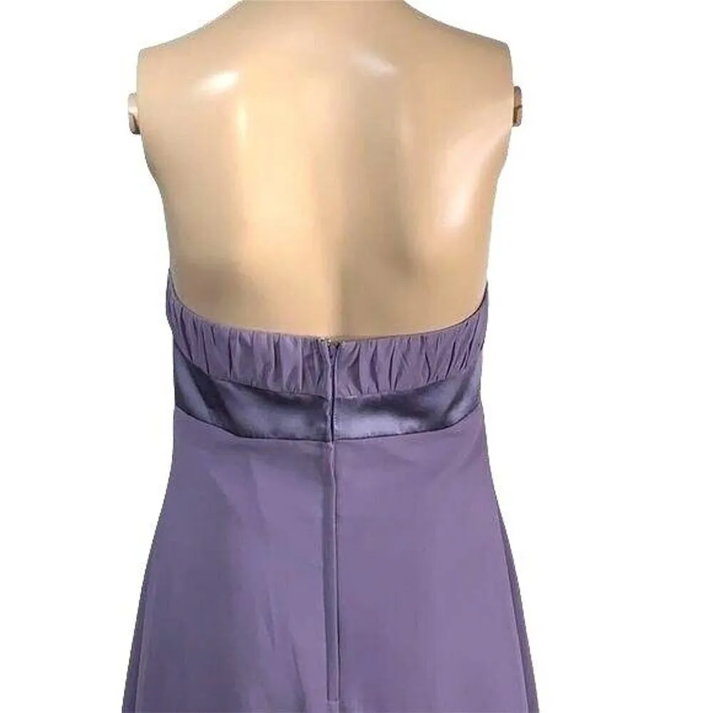 Alfred Angelo Womens Bridesmaid Dress Strapless High Low Formal Gown Purple - Image 5
