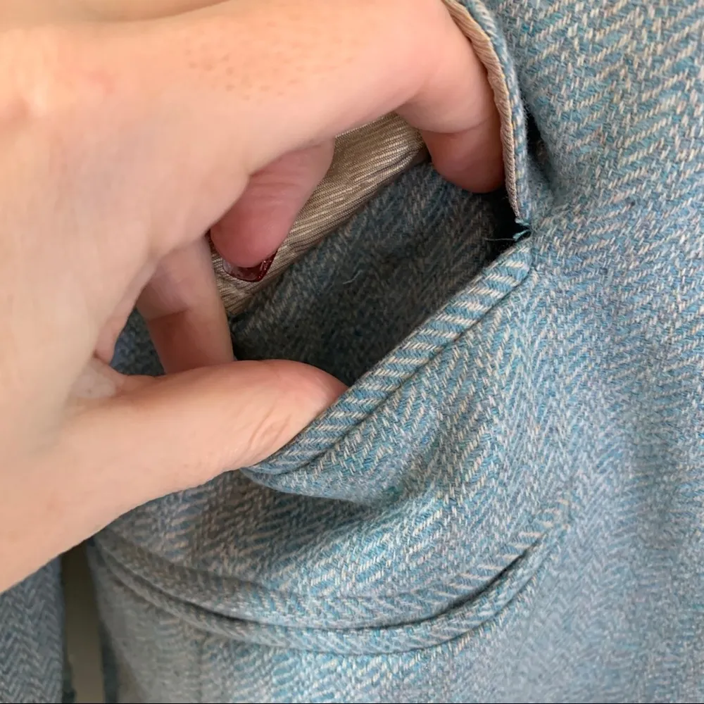 Faconnable Sky Blue Wool Blend Herringbone Jacket - Image 3