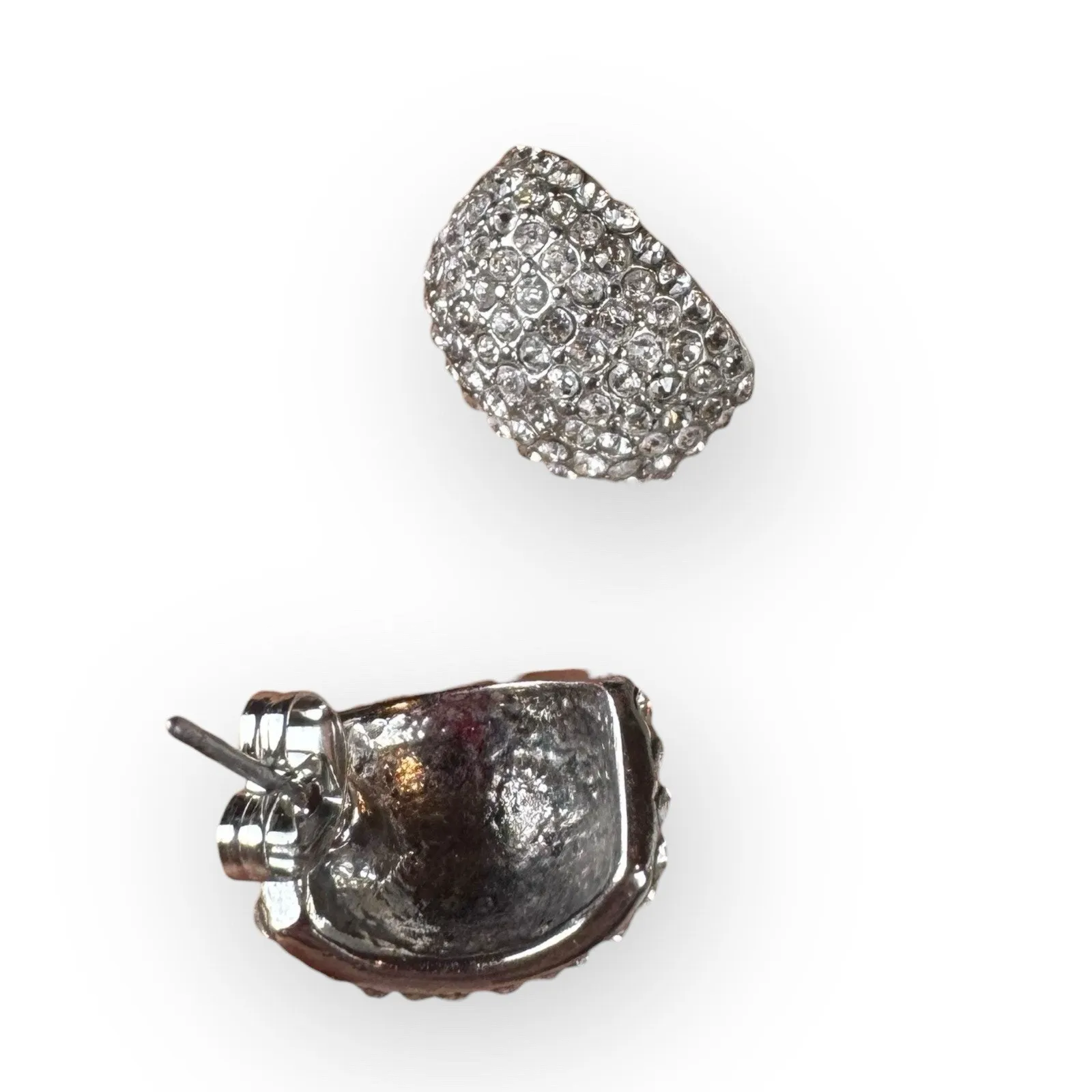 Vintage Rhinestone Pave Huggie Earrings - Image 3