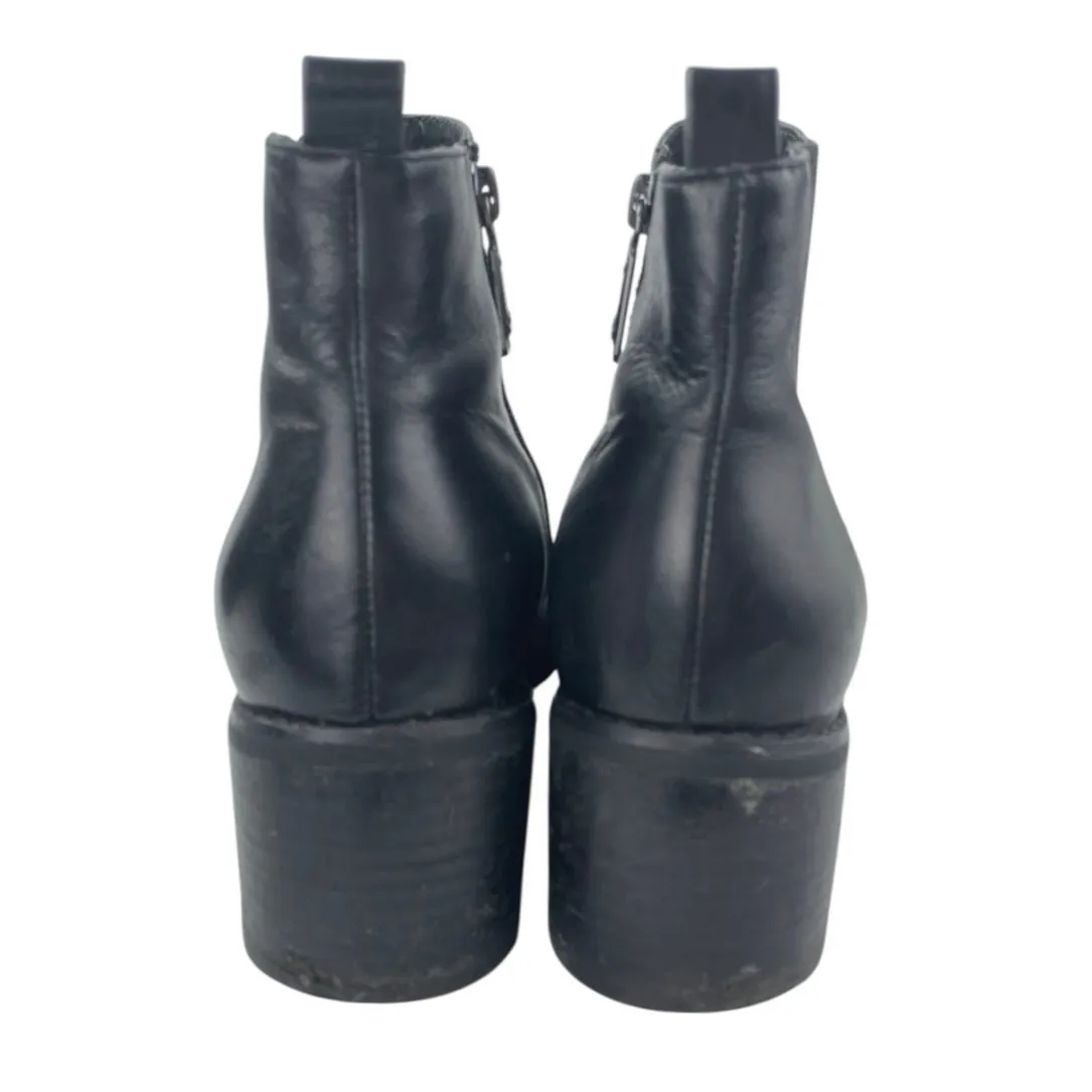 Blondo Elvina Women's Black Leather Zip Pointed Toe Block Heels Ankle Boots 8.5M - Image 3