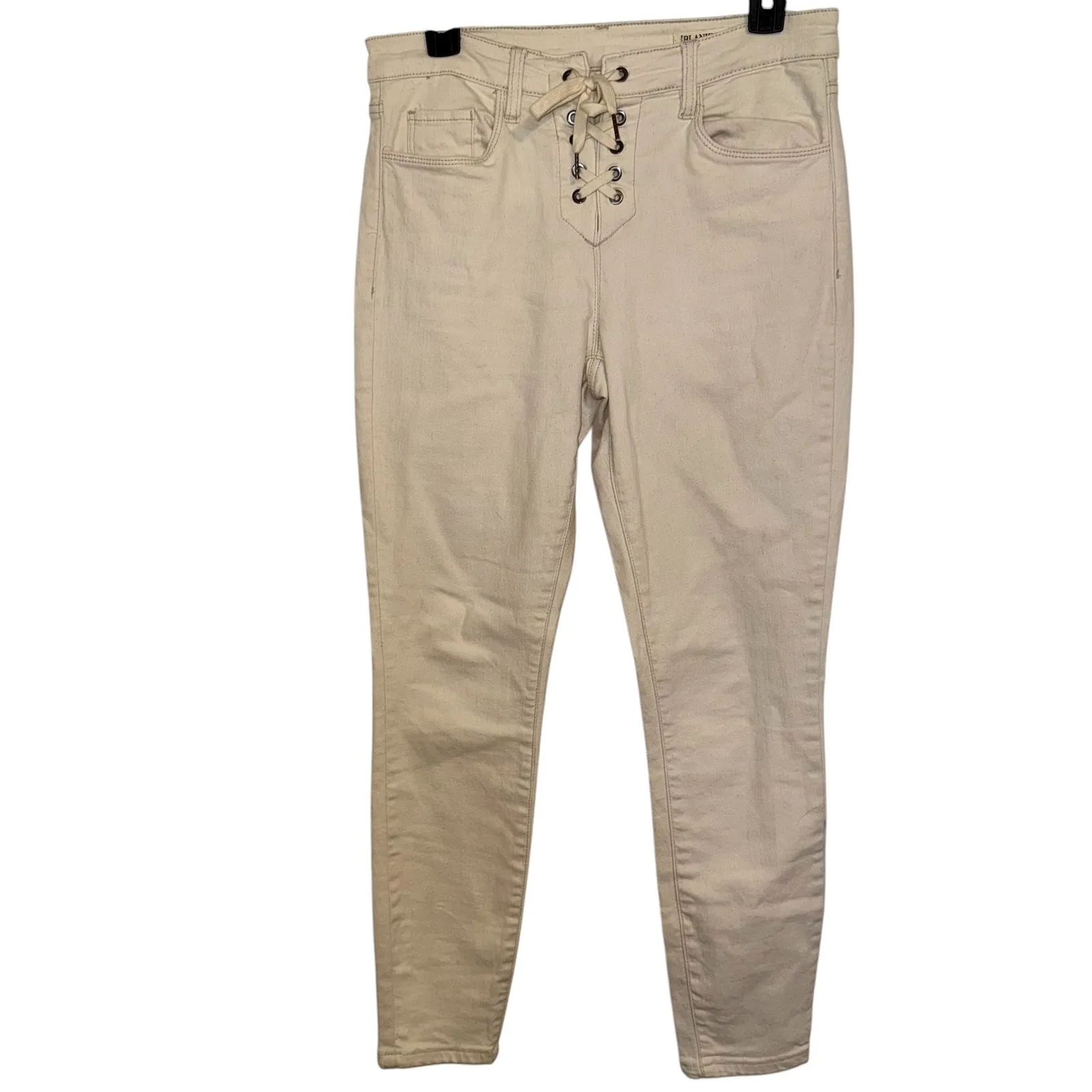 BLANKNYC Skinny Classique Lace Up Mid Rise Cream Skinny Jeans Size 28‎ Tan - Image 2